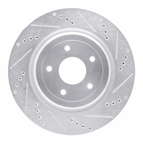 R1 2006-2013 Chevrolet Corvette Rear Right Drilled & Slotted Silver Brake Rotor