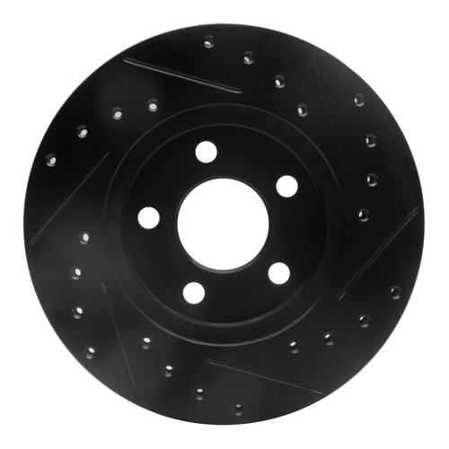 R1 95-00 Chrysler CIRRUS Front Left Drilled & Slotted Black Brake Rotor