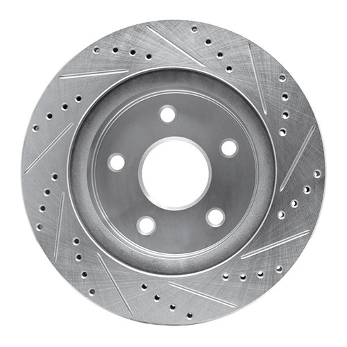 R1 2002-2024 Chrysler Aspen Front Left Drilled & Slotted Silver Brake Rotor