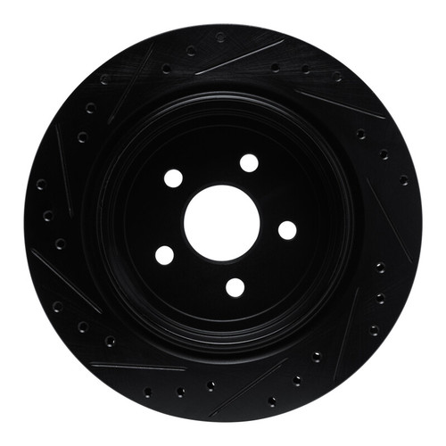 R1 89-95 Chrysler LeBaron Rear Right Drilled & Slotted Black Brake Rotor