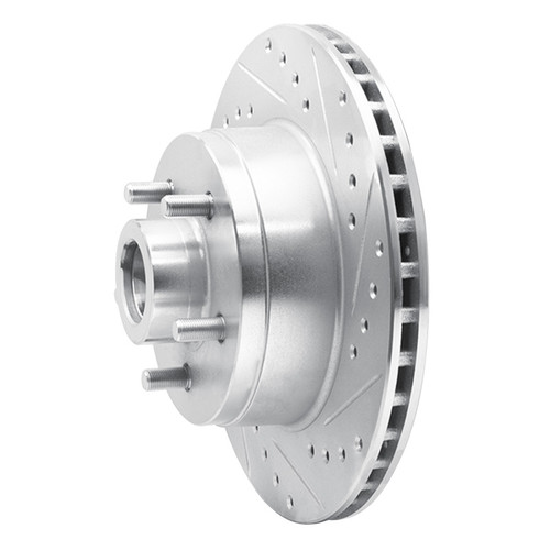 R1 1987-1990 Dodge Dakota RWD Front Right Drilled & Slotted Silver Brake Rotor