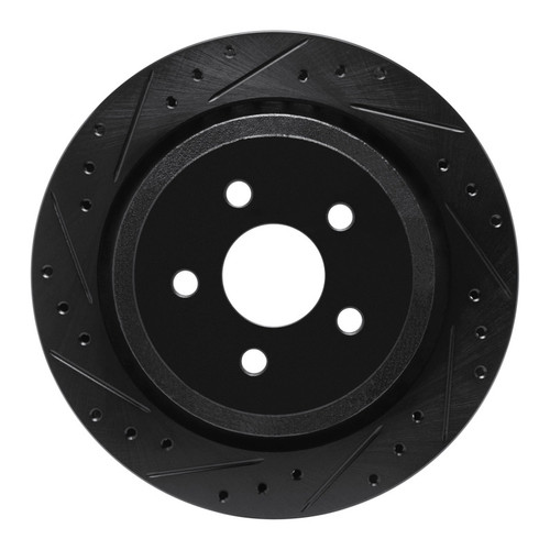 R1 89-95 Chrysler LeBaron Rear Left Drilled & Slotted Black Brake Rotor