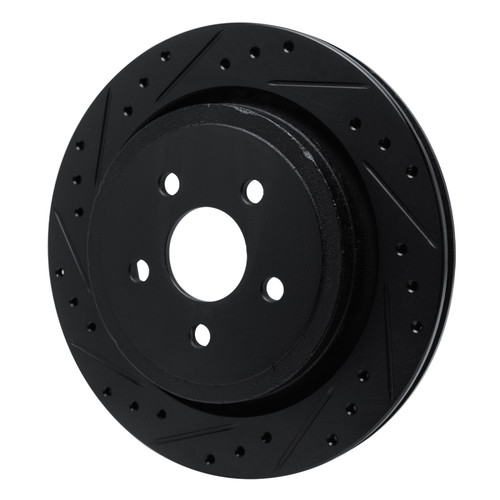 R1 89-95 Chrysler LeBaron Rear Left Drilled & Slotted Black Brake Rotor