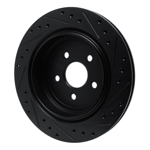 R1 89-95 Chrysler LeBaron Rear Left Drilled & Slotted Black Brake Rotor