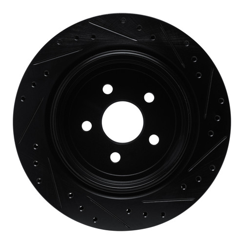 R1 89-95 Chrysler LeBaron Rear Left Drilled & Slotted Black Brake Rotor