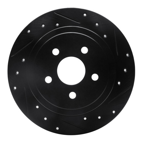 R1 88-95 Chrysler New Yorker Rear Right Drilled & Slotted Black Brake Rotor