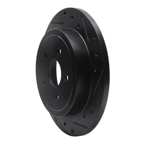 R1 88-95 Chrysler New Yorker Rear Right Drilled & Slotted Black Brake Rotor