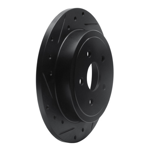 R1 88-95 Chrysler New Yorker Rear Left Drilled & Slotted Black Brake Rotor