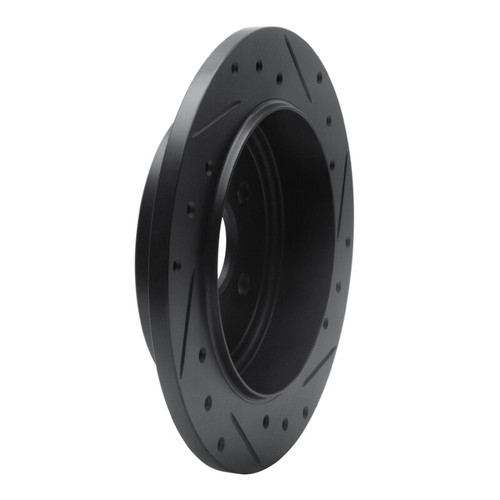 R1 88-95 Chrysler New Yorker Rear Left Drilled & Slotted Black Brake Rotor