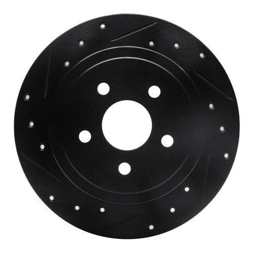 R1 88-95 Chrysler New Yorker Rear Left Drilled & Slotted Black Brake Rotor