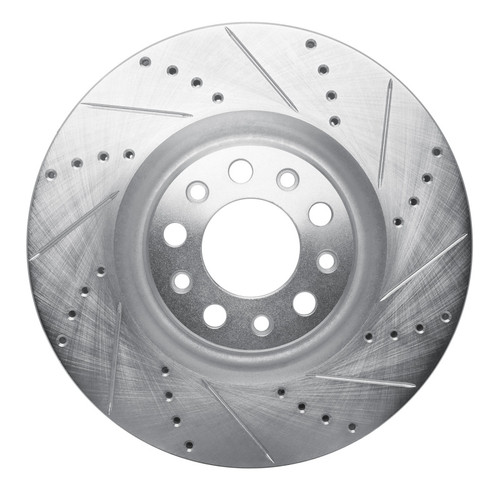 R1 2017-2025 Alfa Romeo Giulia Front Right Drilled & Slotted Silver Brake Rotor
