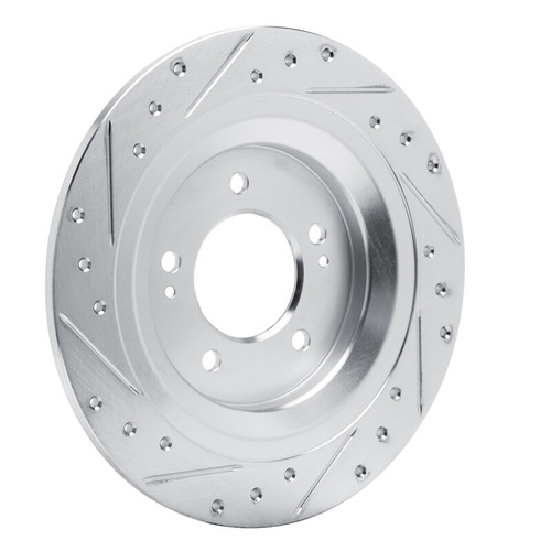 R1 2021-2025 Hyundai Tucson Rear Right Drilled & Slotted Silver Brake Rotor