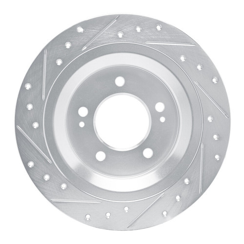R1 2021-2025 Hyundai Tucson Rear Right Drilled & Slotted Silver Brake Rotor
