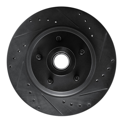 R1 69-73 Chrysler 300 Front Right Drilled & Slotted Black Brake Rotor