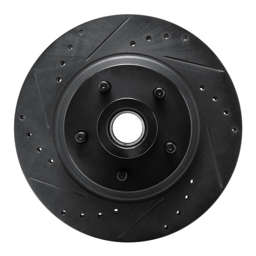 R1 69-73 Chrysler Newport Front Left Drilled & Slotted Black Brake Rotor