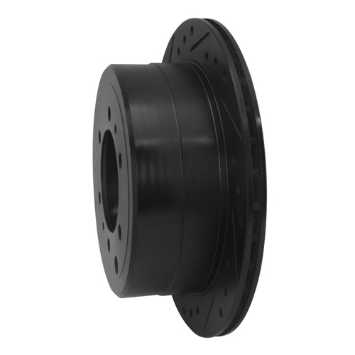 R1 1993-1997 Lexus LX450 Rear Left Drilled & Slotted Black Brake Rotor