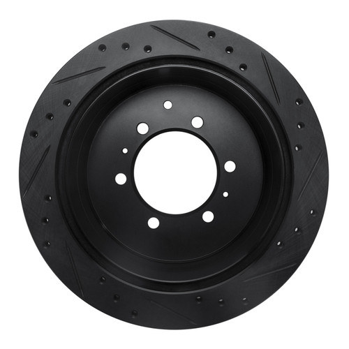 R1 1993-1997 Lexus LX450 Rear Left Drilled & Slotted Black Brake Rotor