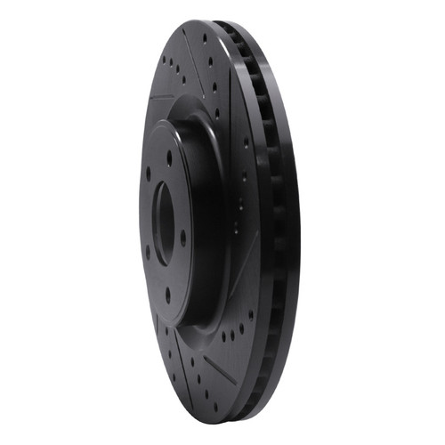 R1 2013-2025 Infiniti Q60 Front Right Drilled & Slotted Black Brake Rotor