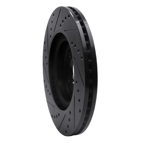 R1 2013-2025 Infiniti Q60 Front Right Drilled & Slotted Black Brake Rotor