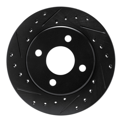 R1 81-87 Chrysler LeBaron Front Left Drilled & Slotted Black Brake Rotor