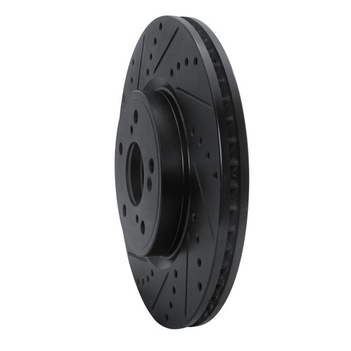 R1 2013-2025 Acura Integra Front Left Drilled & Slotted Black Brake Rotor