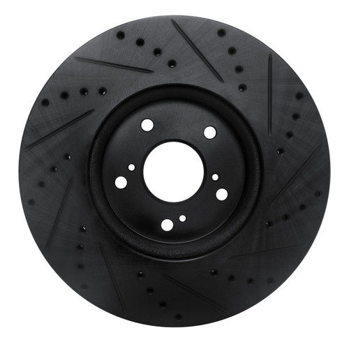 R1 2013-2025 Acura Integra Front Left Drilled & Slotted Black Brake Rotor