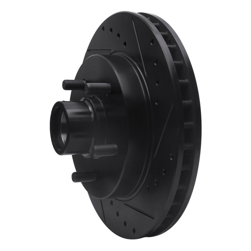 R1 1992-2002 Chevrolet Tahoe Front Right Drilled & Slotted Black Brake Rotor