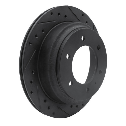 R1 92-04 Acura SLX Rear Right Drilled & Slotted Black Brake Rotor