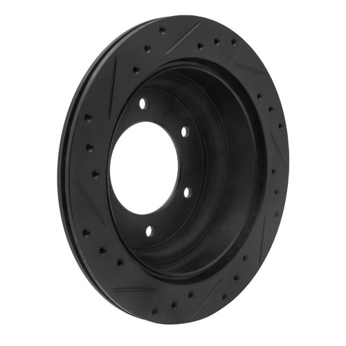 R1 92-04 Acura SLX Rear Right Drilled & Slotted Black Brake Rotor