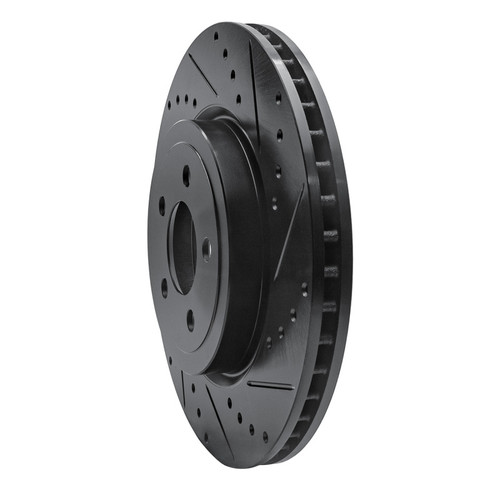 R1 2005-2023 Chrysler 300 Front Right Drilled & Slotted Black Brake Rotor