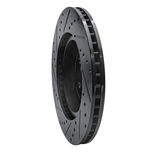 R1 2005-2023 Chrysler 300 Front Right Drilled & Slotted Black Brake Rotor