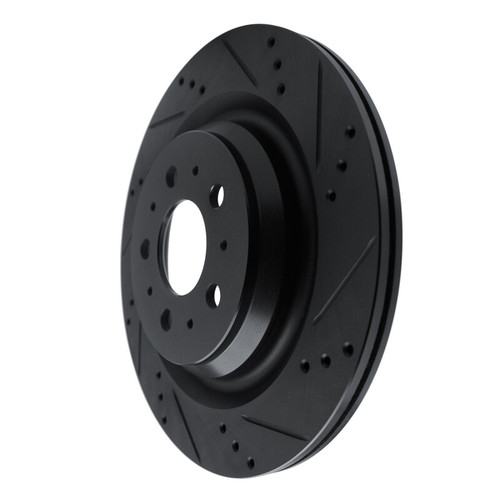 R1 2017-2025 Tesla Model 3 Rear Right Drilled & Slotted Black Brake Rotor