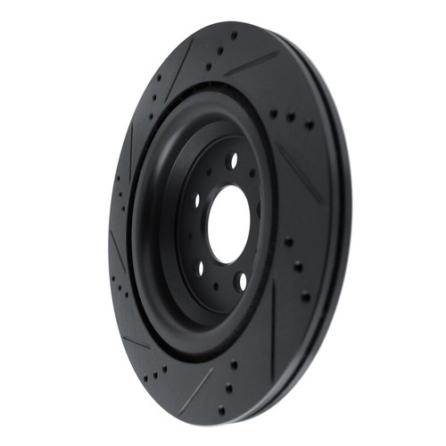 R1 2017-2025 Tesla Model 3 Rear Right Drilled & Slotted Black Brake Rotor