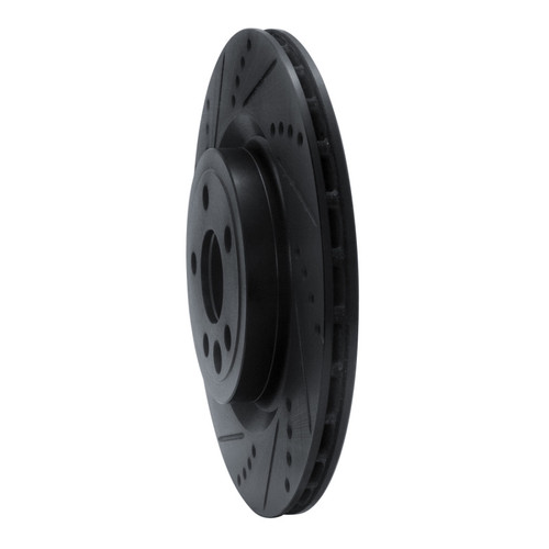 R1 2017-2020 Jaguar I-Pace Rear Left Drilled & Slotted Black Brake Rotor