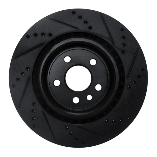 R1 2017-2020 Jaguar I-Pace Rear Left Drilled & Slotted Black Brake Rotor