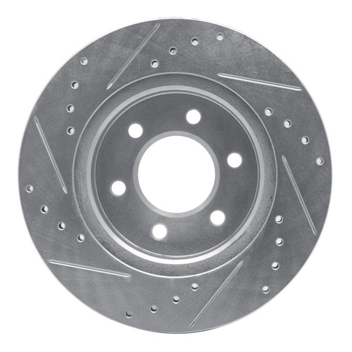 R1 1991-1996 Dodge Dakota 4WD Front Right Drilled & Slotted Silver Brake Rotor