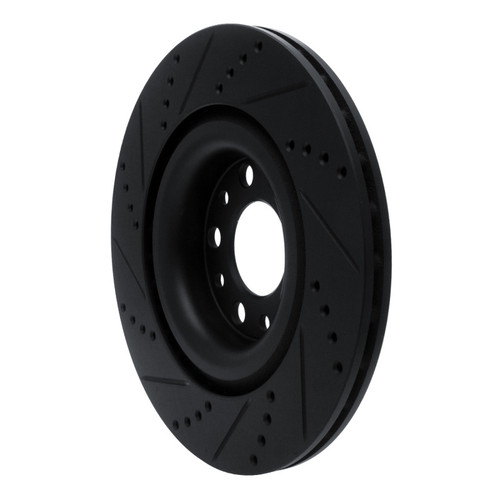 R1 2017-2025 Alfa Romeo Stelvio Rear Right Drilled & Slotted Black Brake Rotor