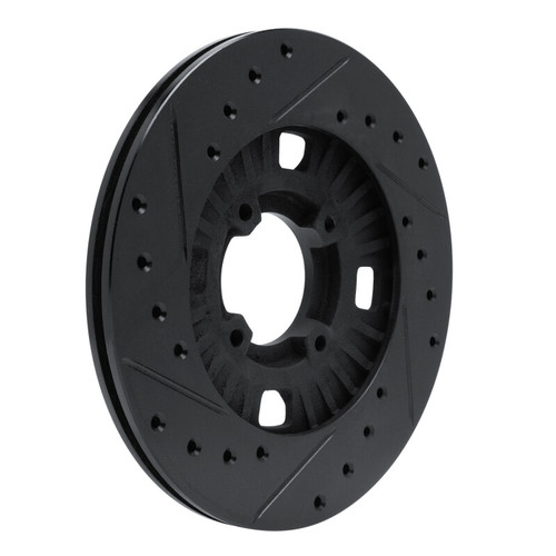 R1 83-89 Isuzu Impulse Front Right Drilled & Slotted Black Brake Rotor