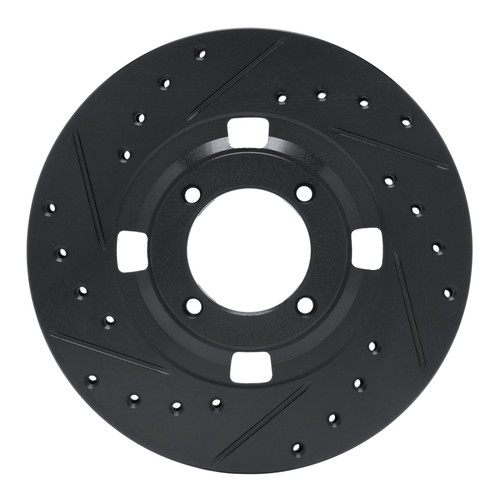 R1 83-89 Isuzu Impulse Front Left Drilled & Slotted Black Brake Rotor
