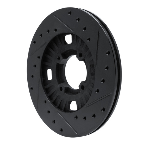 R1 83-89 Isuzu Impulse Front Left Drilled & Slotted Black Brake Rotor
