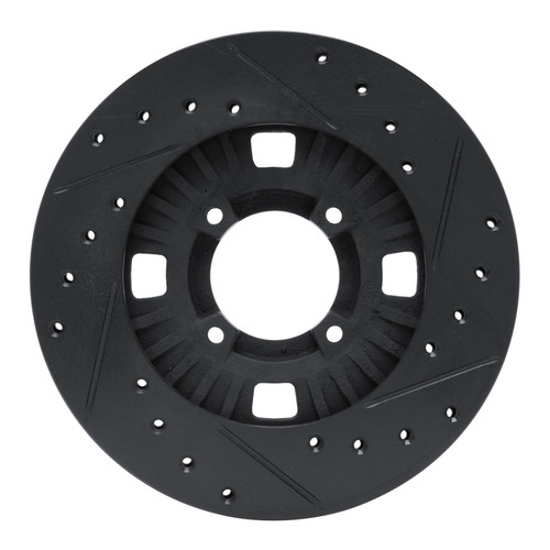 R1 83-89 Isuzu Impulse Front Left Drilled & Slotted Black Brake Rotor