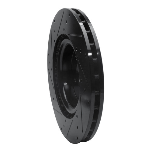 R1 18-22 Genesis G70 Front Right Drilled & Slotted Black Brake Rotor