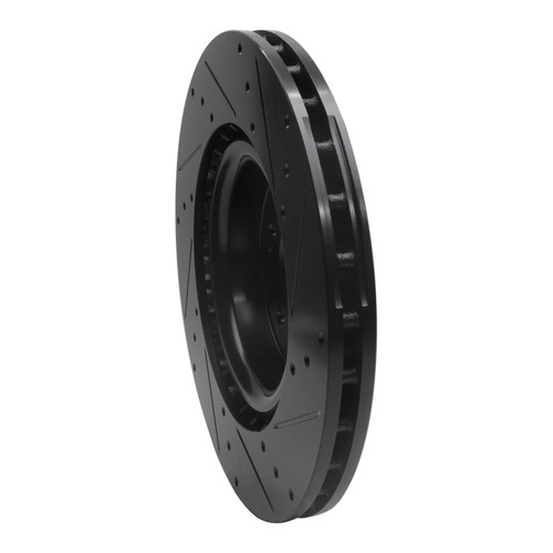 R1 18-22 Genesis G70 Front Left Drilled & Slotted Black Brake Rotor