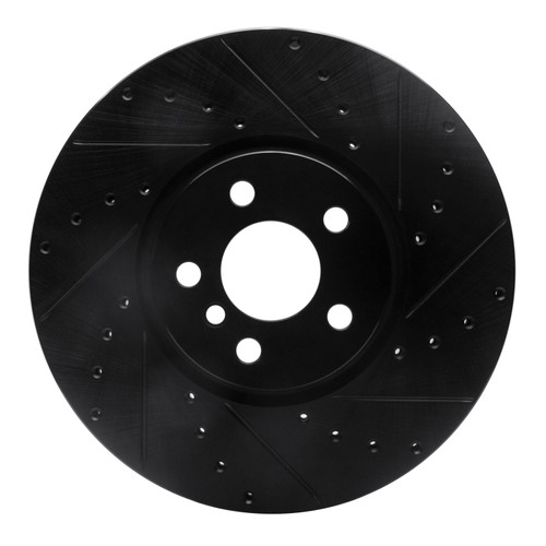 R1 15-19 Mini Cooper Countryman Front Right Drilled & Slotted Black Brake Rotor