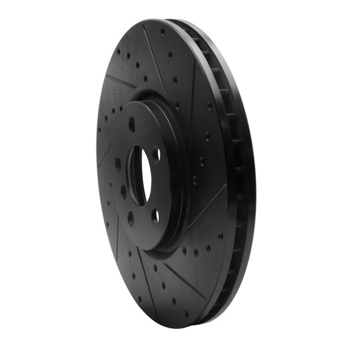 R1 15-19 Mini Cooper Countryman Front Right Drilled & Slotted Black Brake Rotor