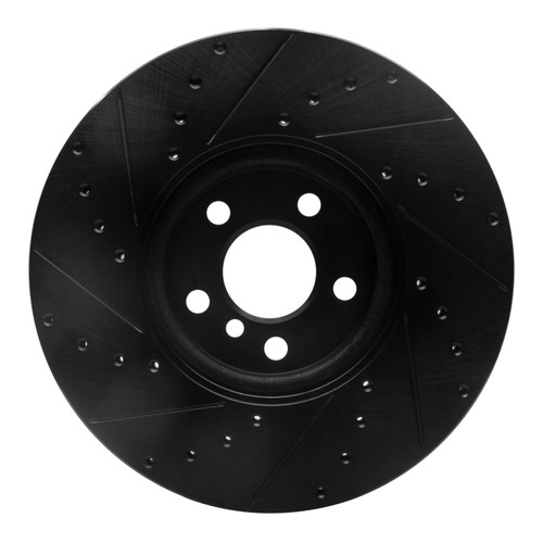 R1 15-19 Mini Cooper Countryman Front Right Drilled & Slotted Black Brake Rotor