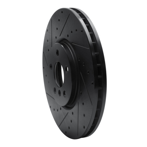 R1 15-19 Mini Cooper Clubman Front Left Drilled & Slotted Black Brake Rotor