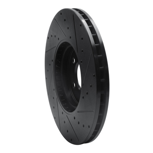 R1 15-19 Mini Cooper Clubman Front Left Drilled & Slotted Black Brake Rotor