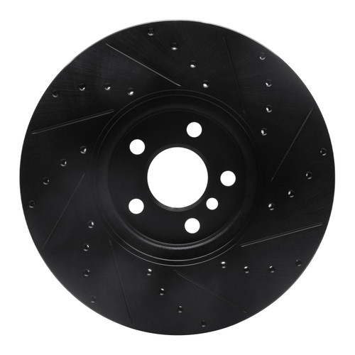 R1 15-19 Mini Cooper Clubman Front Left Drilled & Slotted Black Brake Rotor