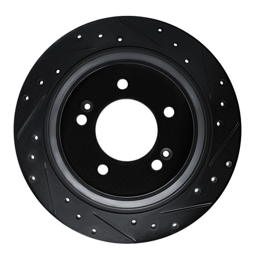 R1 17-23 Hyundai Kona EV Rear Right Drilled & Slotted Black Brake Rotor